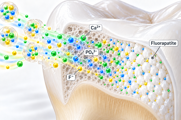 Minerals supporting natural remineralization and strengthening of weakened enamel