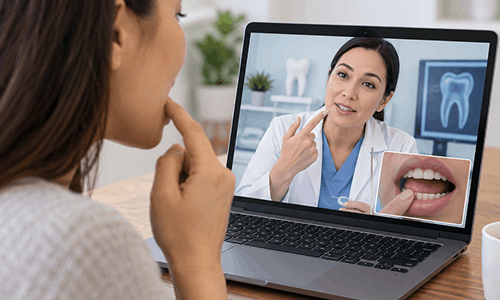 Online teledental evaluation with a dental provider