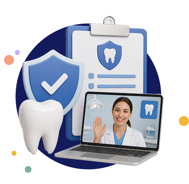 Patient checking dental insurance coverage for virtual dental care