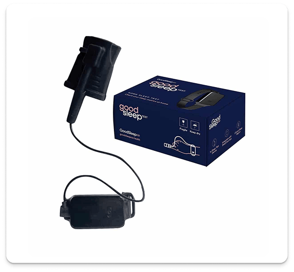 At-home sleep test kit with device and box