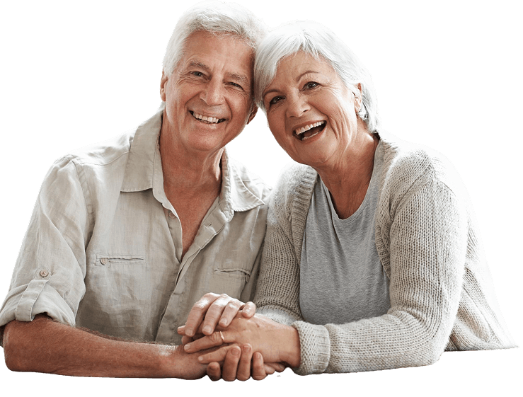 Senior couple smiling receiving dental care services