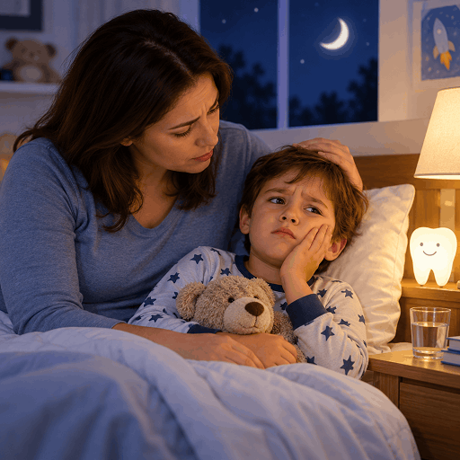 Parent comforting a young child at home