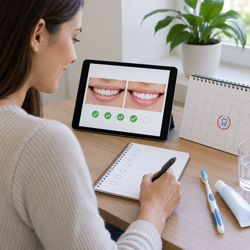 Patient tracking oral health progress and planning a follow-up test