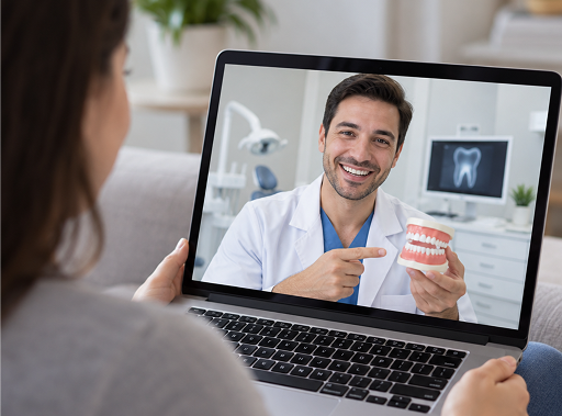 Live video visit with a licensed dentist