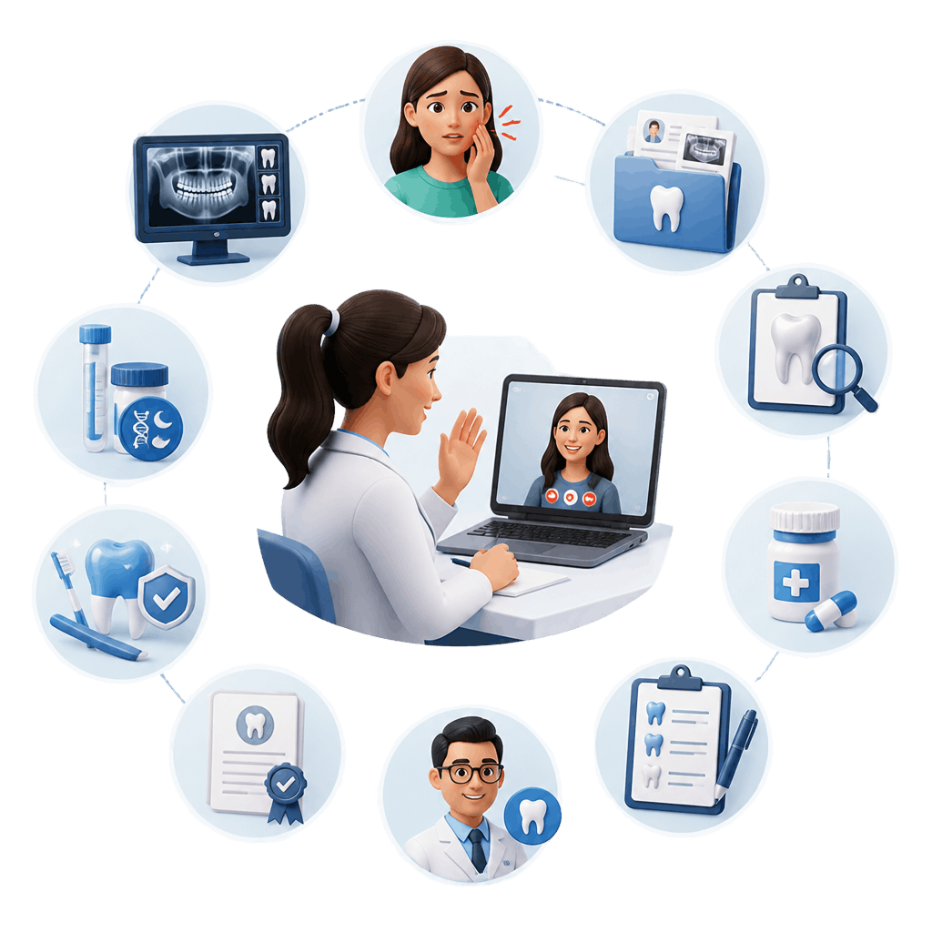 Virtual dental appointment with a licensed dentist