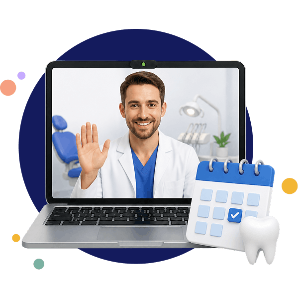 Person having a virtual video consultation with a licensed dentist