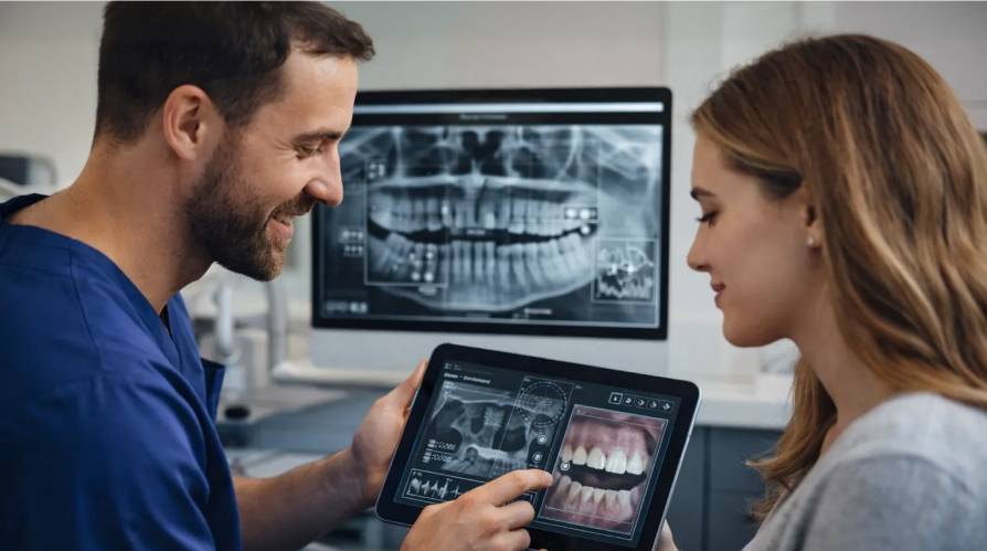 Saliva health analysis concept showing oral warning signs linked to overall wellness