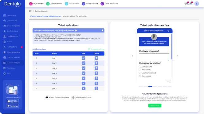 dental virtual appointment widget