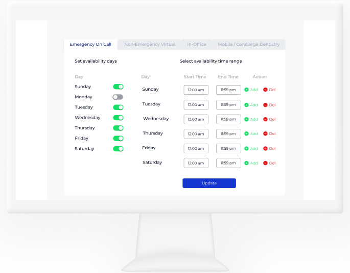 manage dental provider - availability calendar